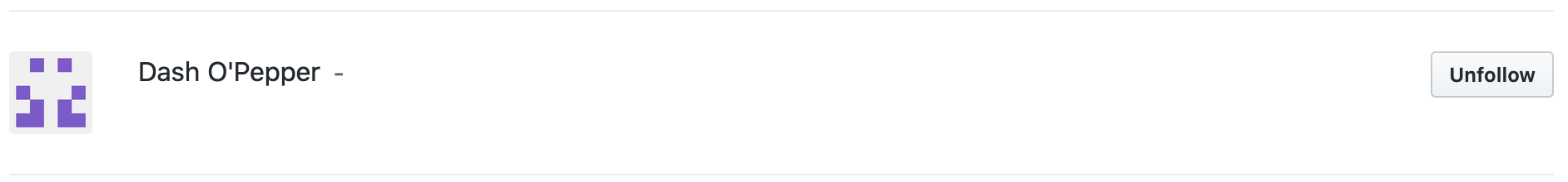 Dash O'Pepper showing in my following list